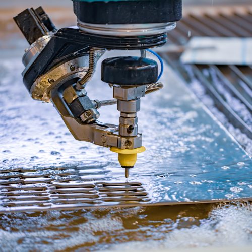 CNC water jet cutting machine modern industrial technology.